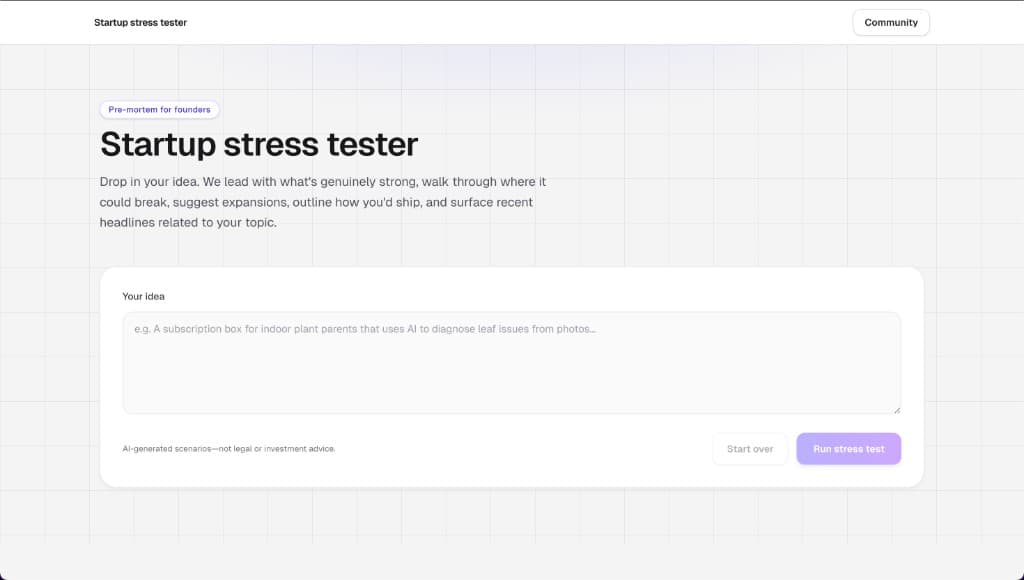 Startup Stress Tester preview